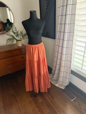 white birch Tiered Maxi Skirt coral wash medium